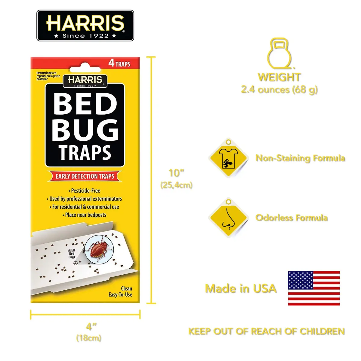 HARRIS Bed Bug Traps for Early Detection & Monitoring, 4 Pack | Natural, Discreet, Versatile - view 8
