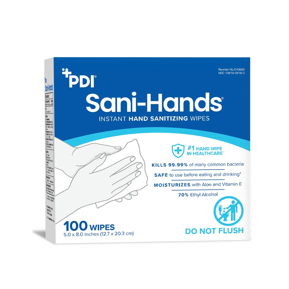 PDI Sani-Hands Hand Sanitizer Wipes 100 Packets | Kills 99.99% Germs, Moisturizes Hands - view 4