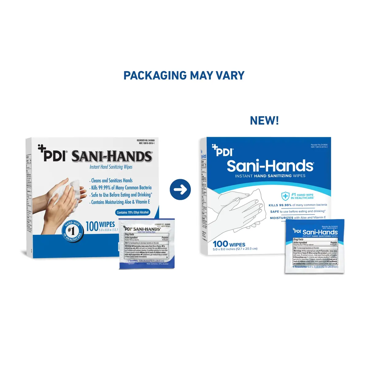 PDI Sani-Hands Hand Sanitizer Wipes 100 Packets | Kills 99.99% Germs, Moisturizes Hands - view 5