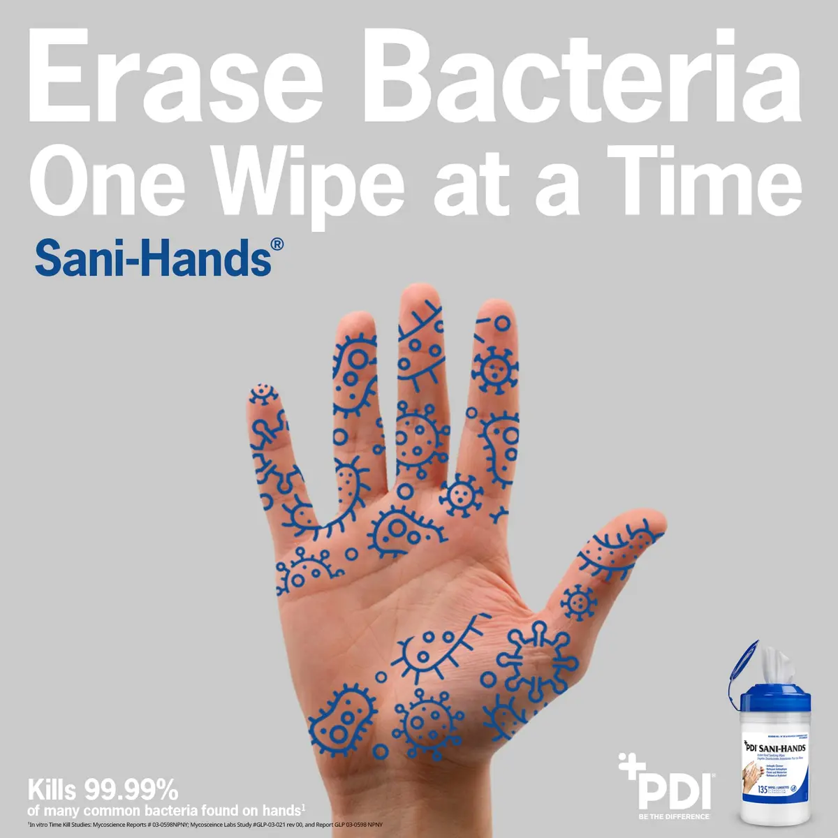 PDI Sani-Hands Hand Sanitizer Wipes 100 Packets | Kills 99.99% Germs, Moisturizes Hands - view 2