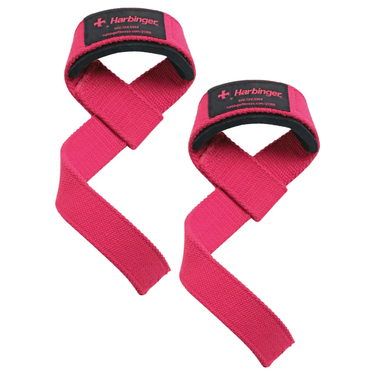 Harbinger Padded Cotton Lifting Straps with NeoTek Cushioned Wrist (Pair, Pink) 21.5 inch | Improve Grip & Reduce Wrist Fatigue - main product image