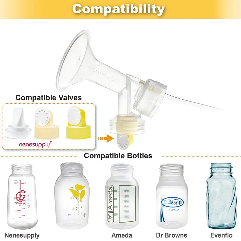 NENESUPPLY Breast Pump Parts with 21mm Flanges Compatible with Medela Pump in Style, Not Original, Includes Flanges, Valves, Membranes, Tubing - view 4