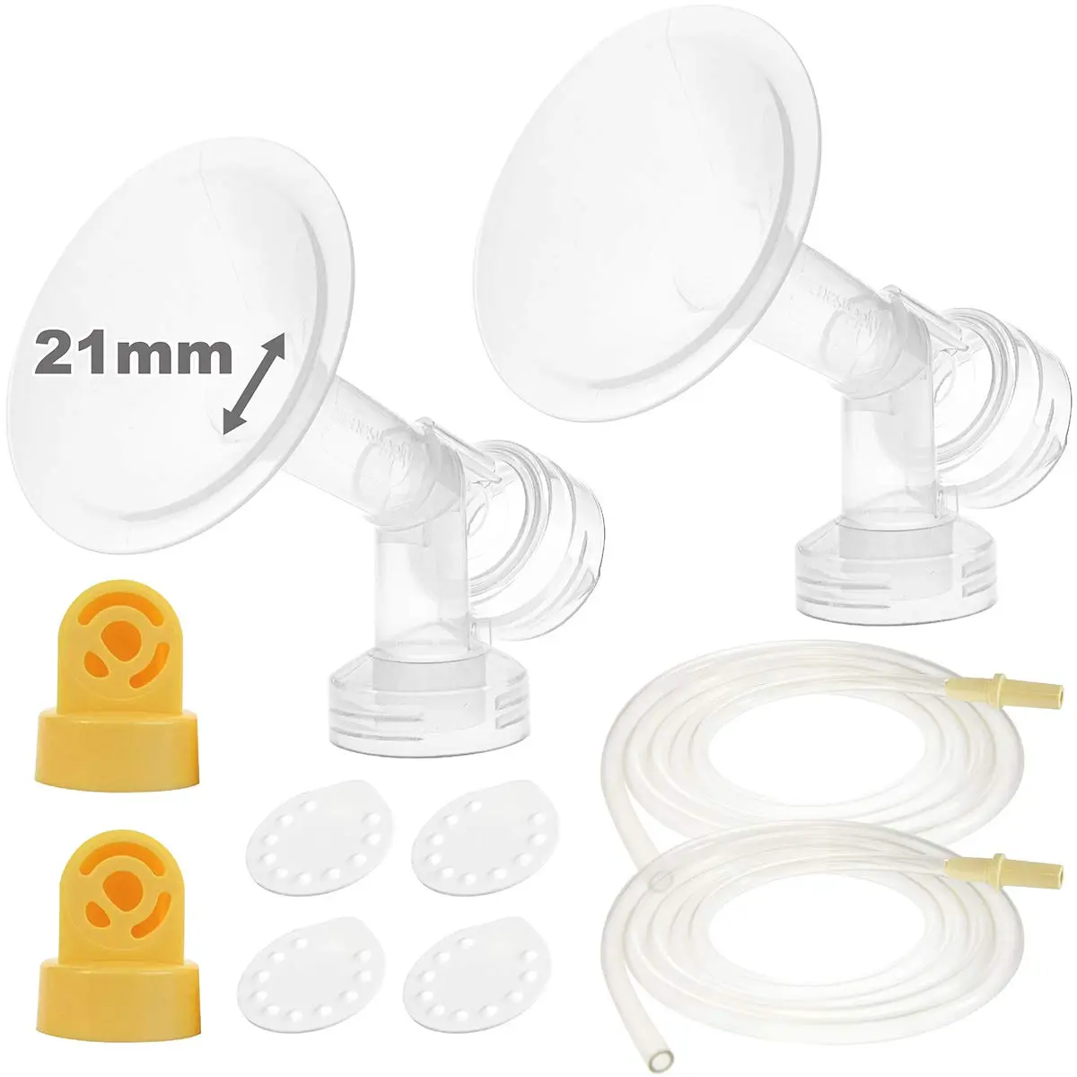NENESUPPLY Breast Pump Parts with 21mm Flanges Compatible with Medela Pump in Style, Not Original, Includes Flanges, Valves, Membranes, Tubing - main product image