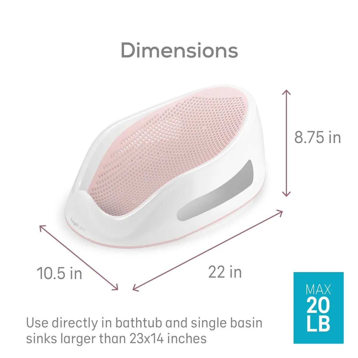 Angelcare Pink Baby Bath Support | Ergonomic Design for Newborns to 6 Months - view 7
