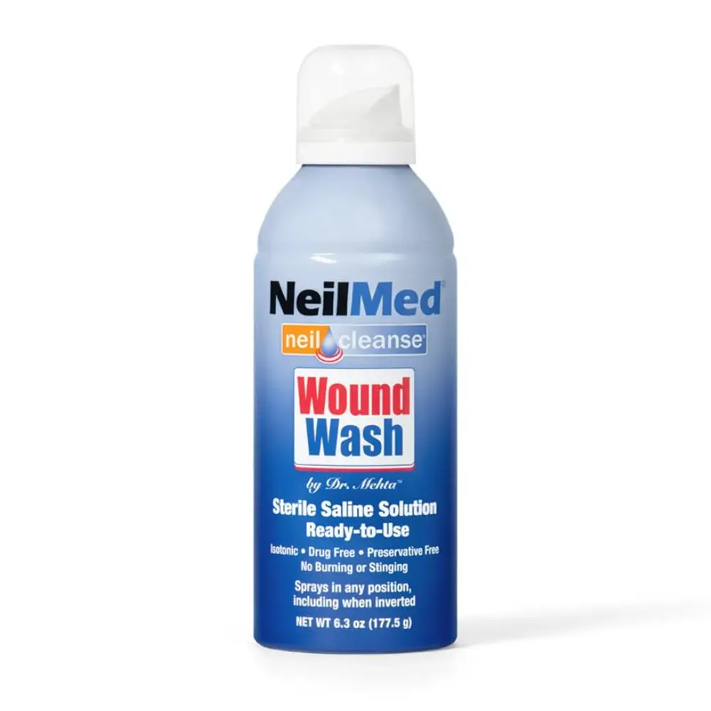 NeilMed Sterile Saline Wound Wash Spray 177ml (6.3 Fl Oz) | Cleans Minor Wounds & Abrasions - main product image