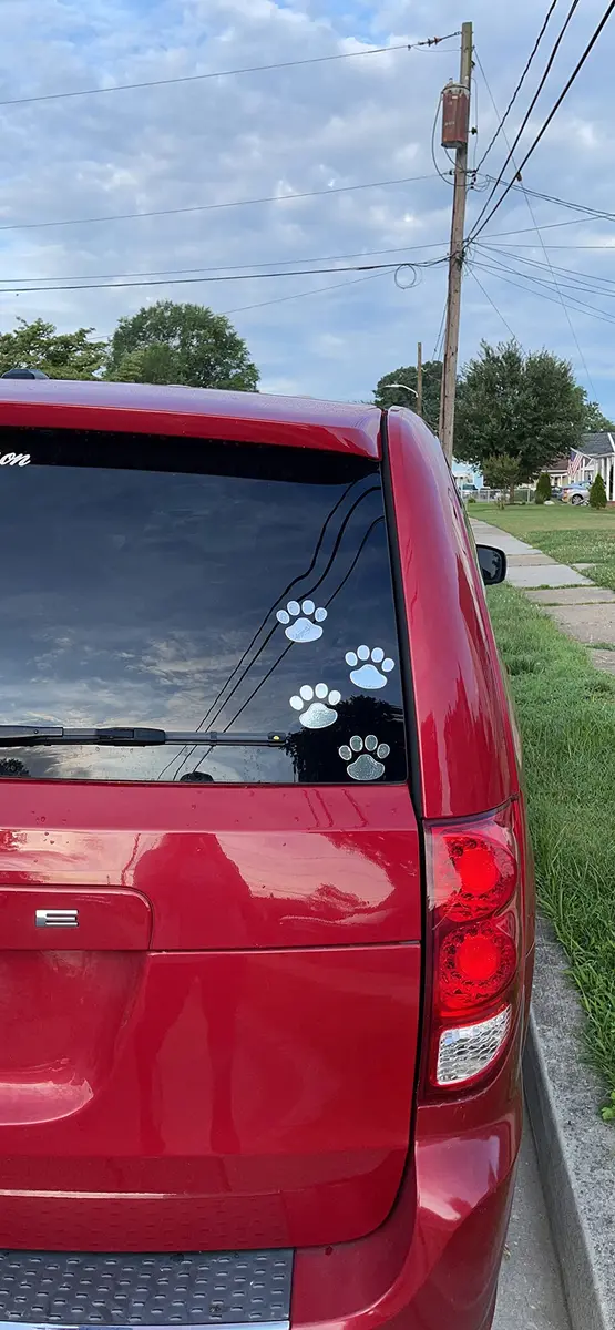 LZLRUN 4PCS Silver 3D Chrome Dog Paw Footprint Car Decoration Sticker | Weatherproof Vinyl Decal for Cars, Laptops, and Smooth Surfaces - view 6