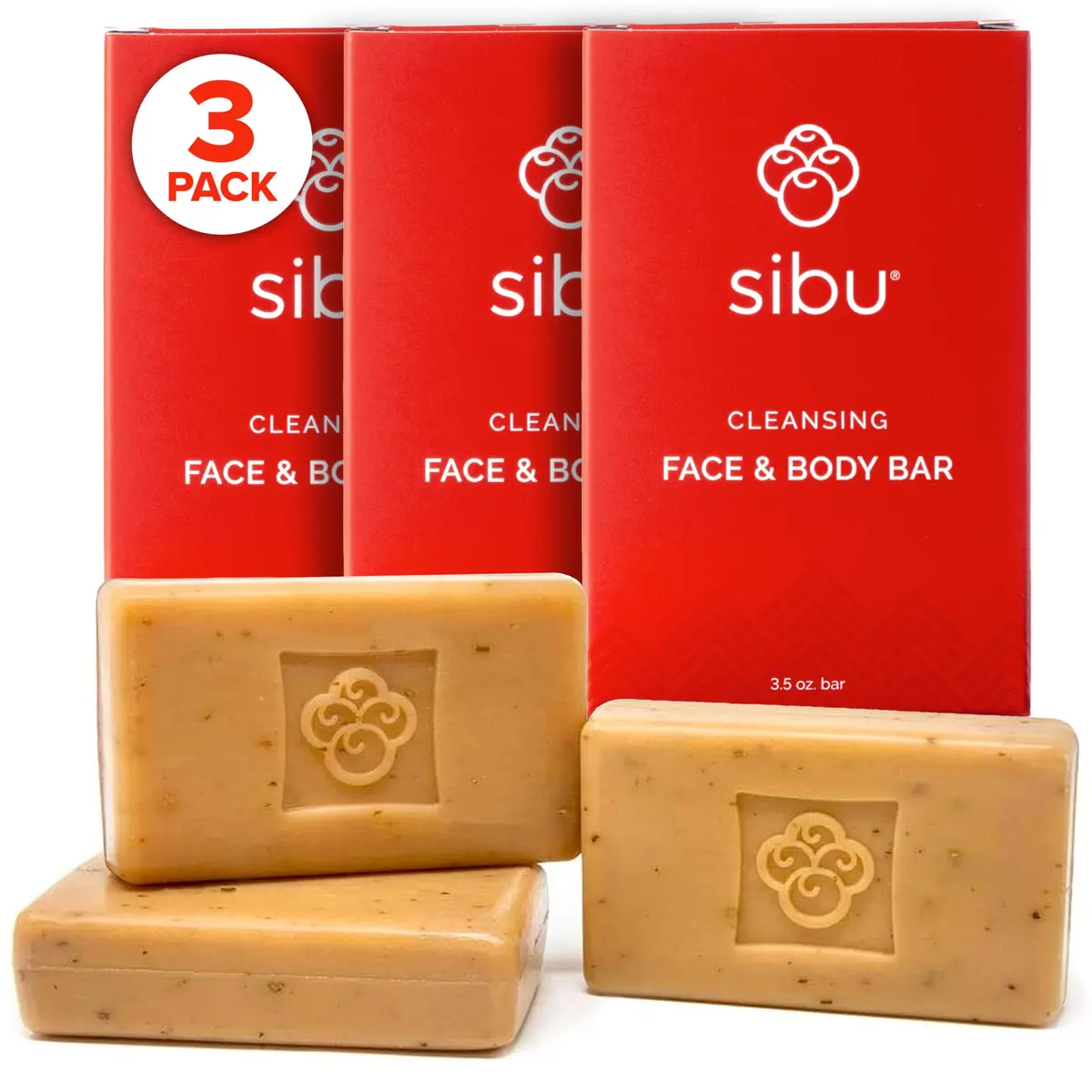 sibu Sea Buckthorn Cleansing Face & Body Soap Bar, 3-Pack | Moisturizes & Calms Sensitive Skin - main product image