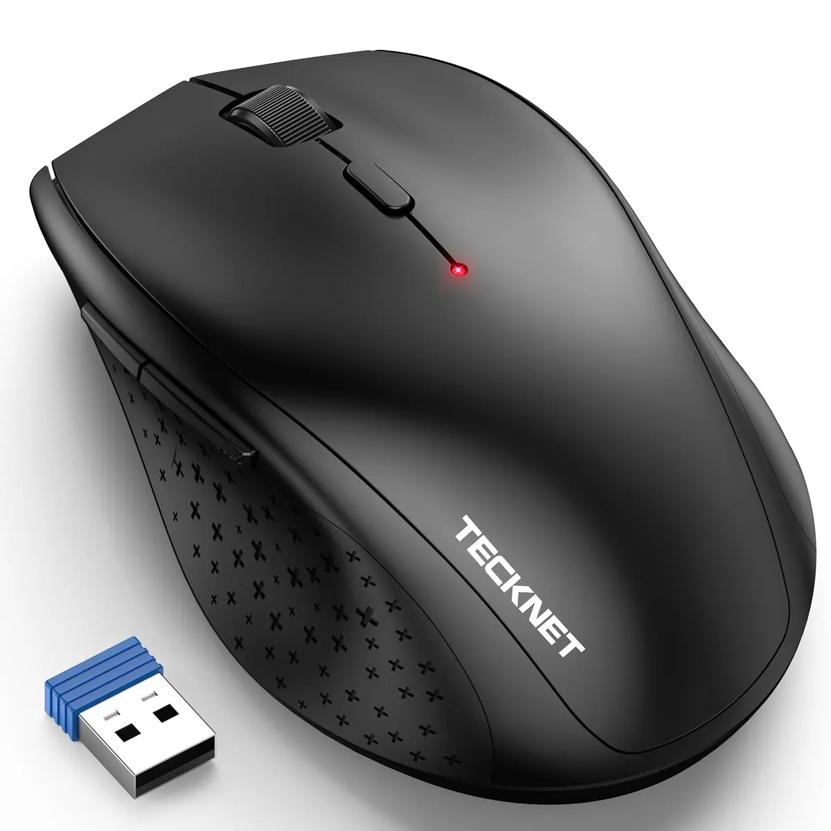 TECKNET 2.4G Wireless Mouse, 4800 DPI Ergonomic Computer Mouse, USB, Black | 6 Buttons, 30-Month Battery - main product image
