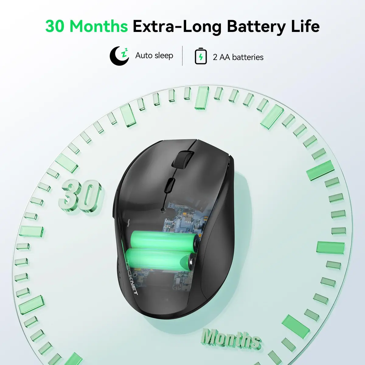 TECKNET 2.4G Wireless Mouse, 4800 DPI Ergonomic Computer Mouse, USB, Black | 6 Buttons, 30-Month Battery - view 5