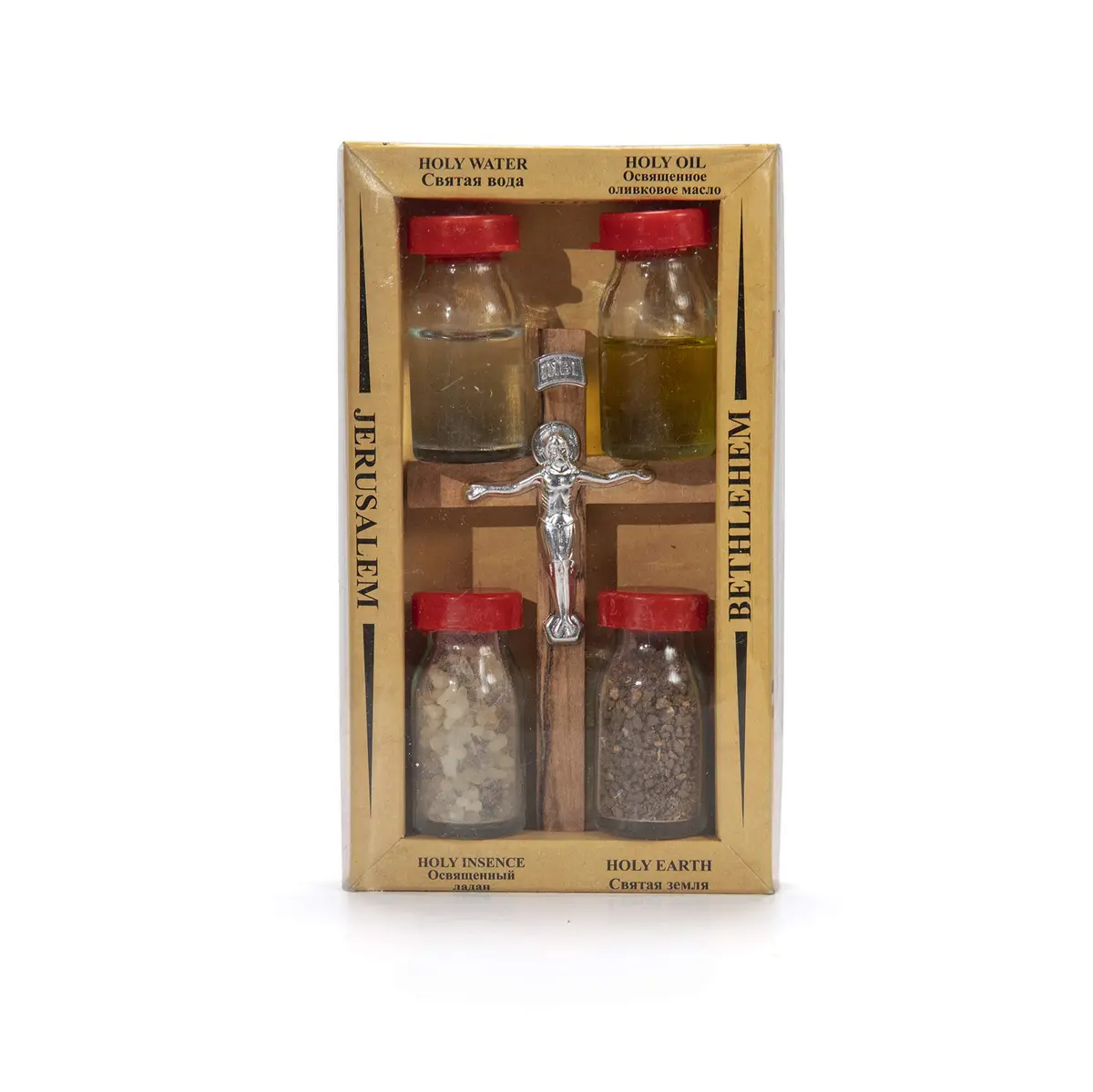 Christian Gifts Crucifix with Holy Water, Anointing Oil, Frankincense & Earth | Made in Bethlehem - main product image