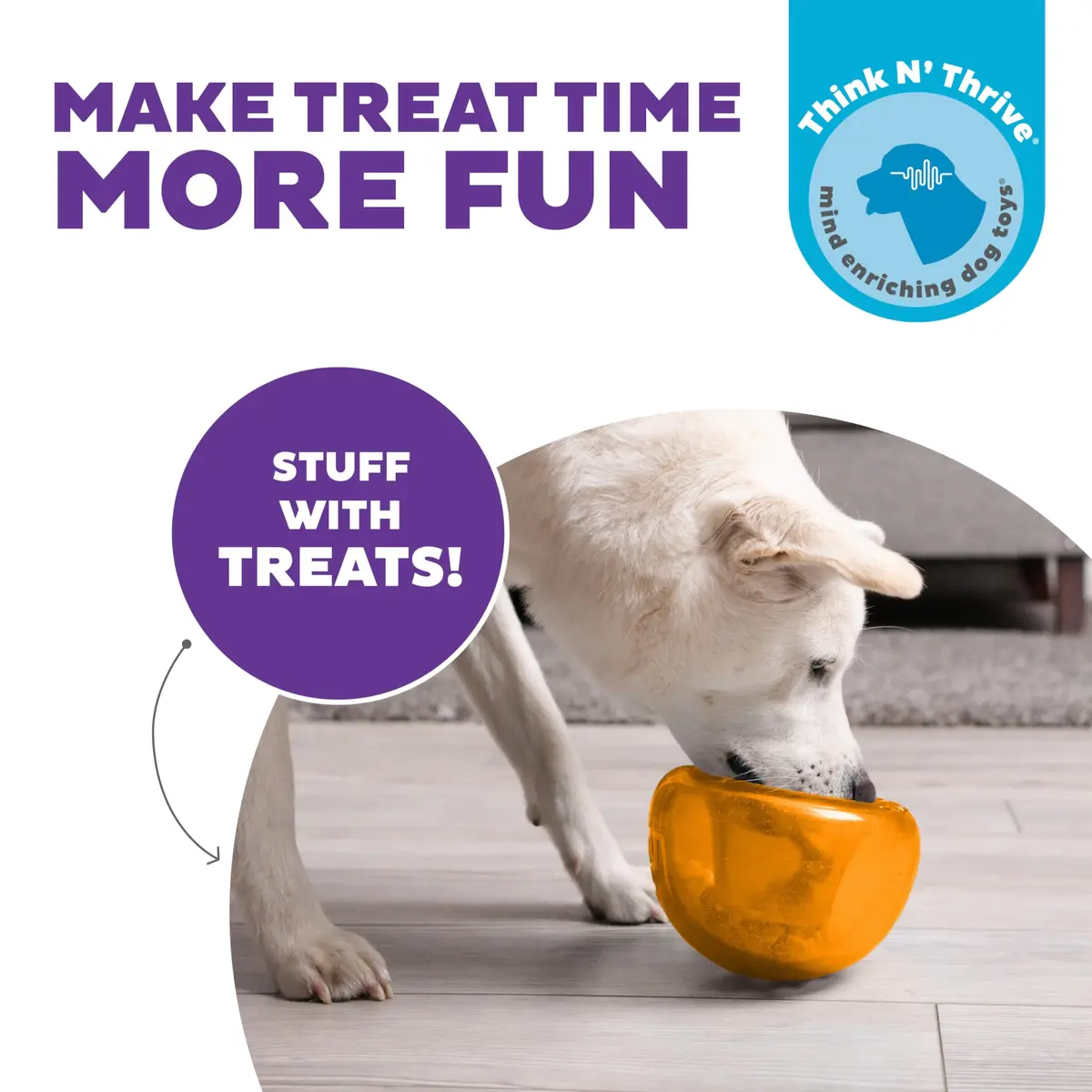 Outward Hound Snoop Interactive Treat Dispenser Dog Toy, Orange, 5" | Mental Stimulation & Slow Feeder - view 2