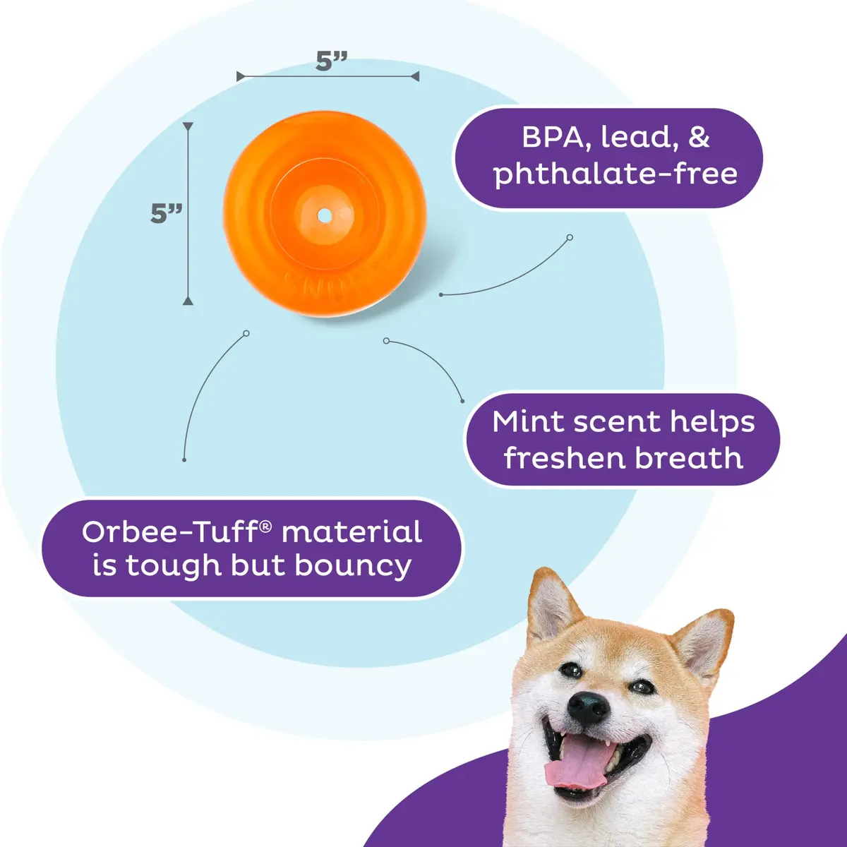 Outward Hound Snoop Interactive Treat Dispenser Dog Toy, Orange, 5" | Mental Stimulation & Slow Feeder - view 3