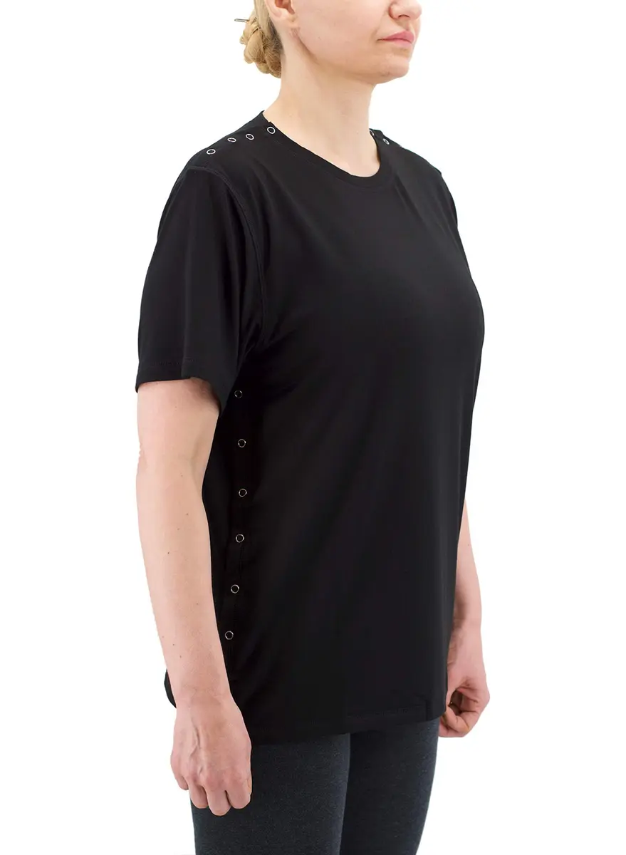 RENOVA MEDICAL WEAR Post Shoulder Surgery Shirt - Unisex Grey, Crew Neck, Short Sleeve, Polyester, Relaxed Fit - view 2