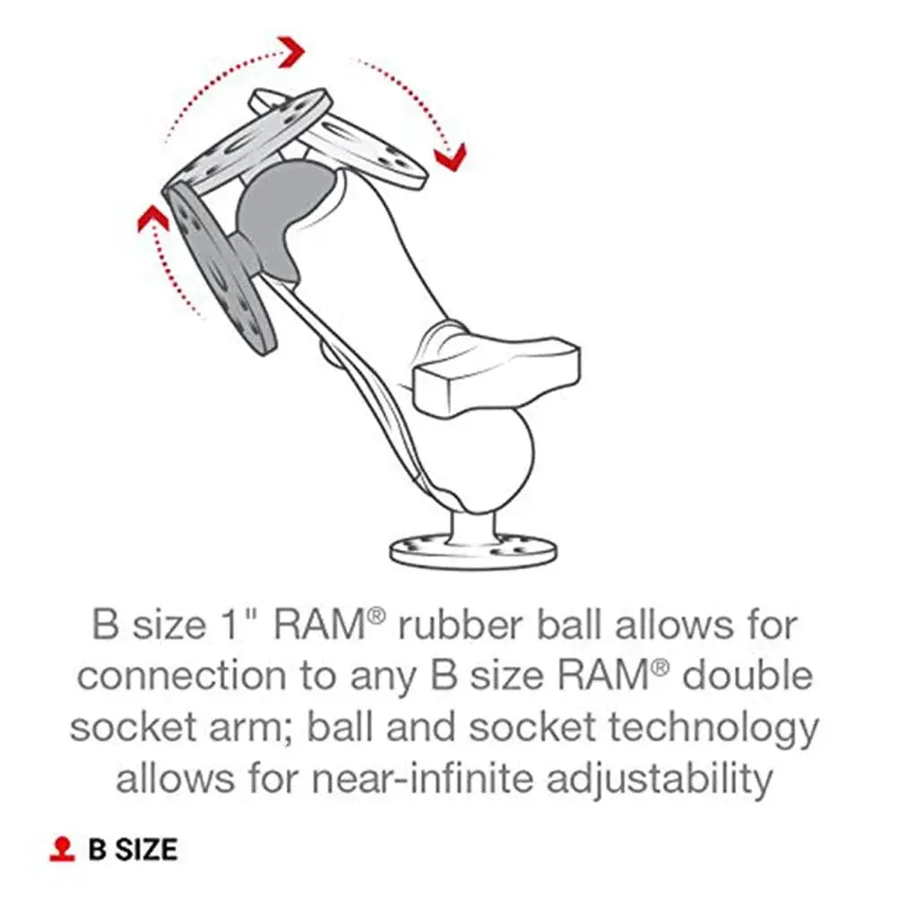 RAM MOUNTS Round Plate Ball Base with 1" Ball & AMPS Pattern | Marine-Grade Aluminum Mount for GPS Devices - view 5