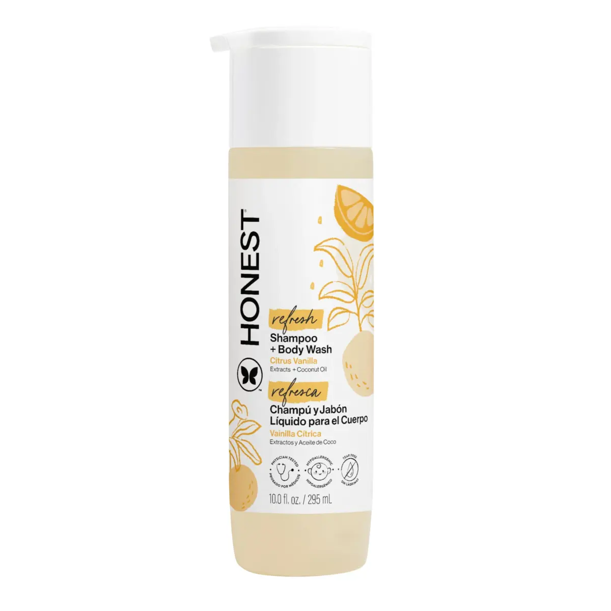 The Honest Company 2-in-1 Cleansing Shampoo + Body Wash | Citrus Vanilla Refresh, 295ml (10 fl oz) | Gentle, Tear-Free, Hypoallergenic - main product image