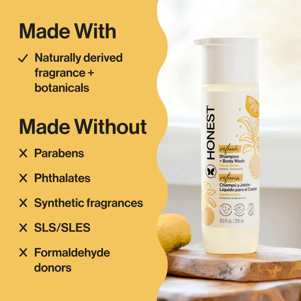 The Honest Company 2-in-1 Cleansing Shampoo + Body Wash | Citrus Vanilla Refresh, 295ml (10 fl oz) | Gentle, Tear-Free, Hypoallergenic - view 4