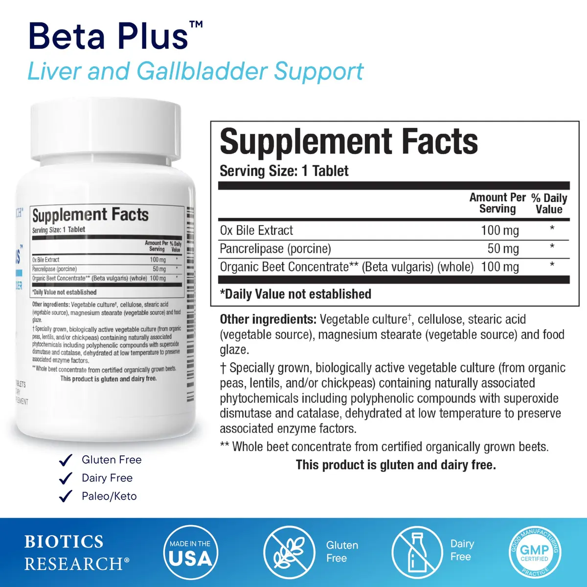 BIOTICS RESEARCH Beta-Plus™ Nutritional Ox Bile Salts 90 Count | Supports Fat Digestion & Liver Function - view 2
