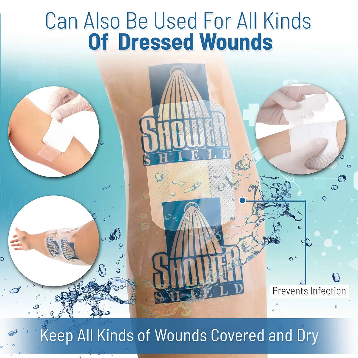 Shower Shield 10x12 Inch PICC Line Shower Cover | Waterproof Catheter Cover for Wounds - view 4