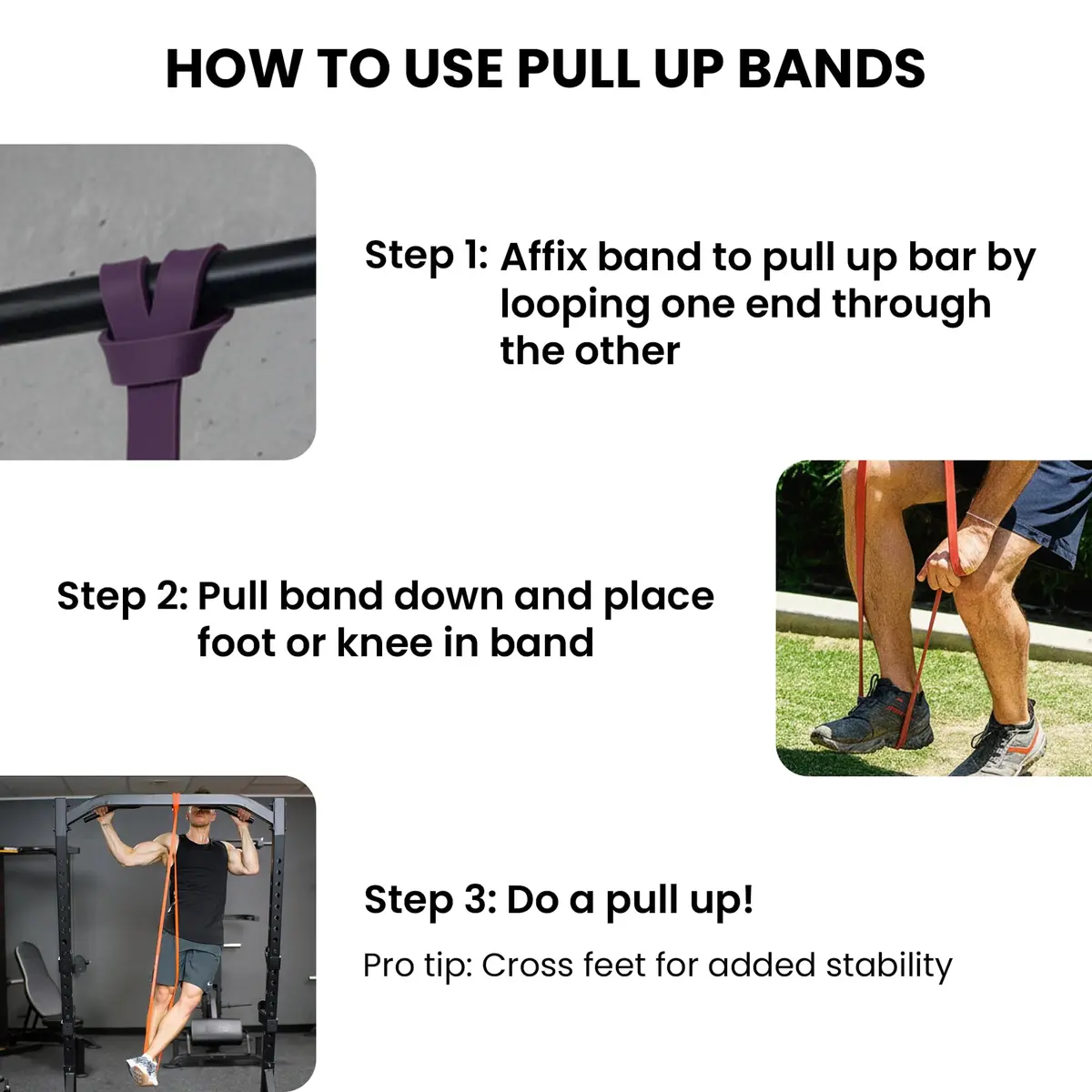 Functional Fitness Pull Up Assistance Bands - Set of 1 Resistance Heavy Duty Workout Exercise Crossfit Stretch Fitness Bands Assist Set for Body, Instruction Guide | Heavy Duty Latex - view 3