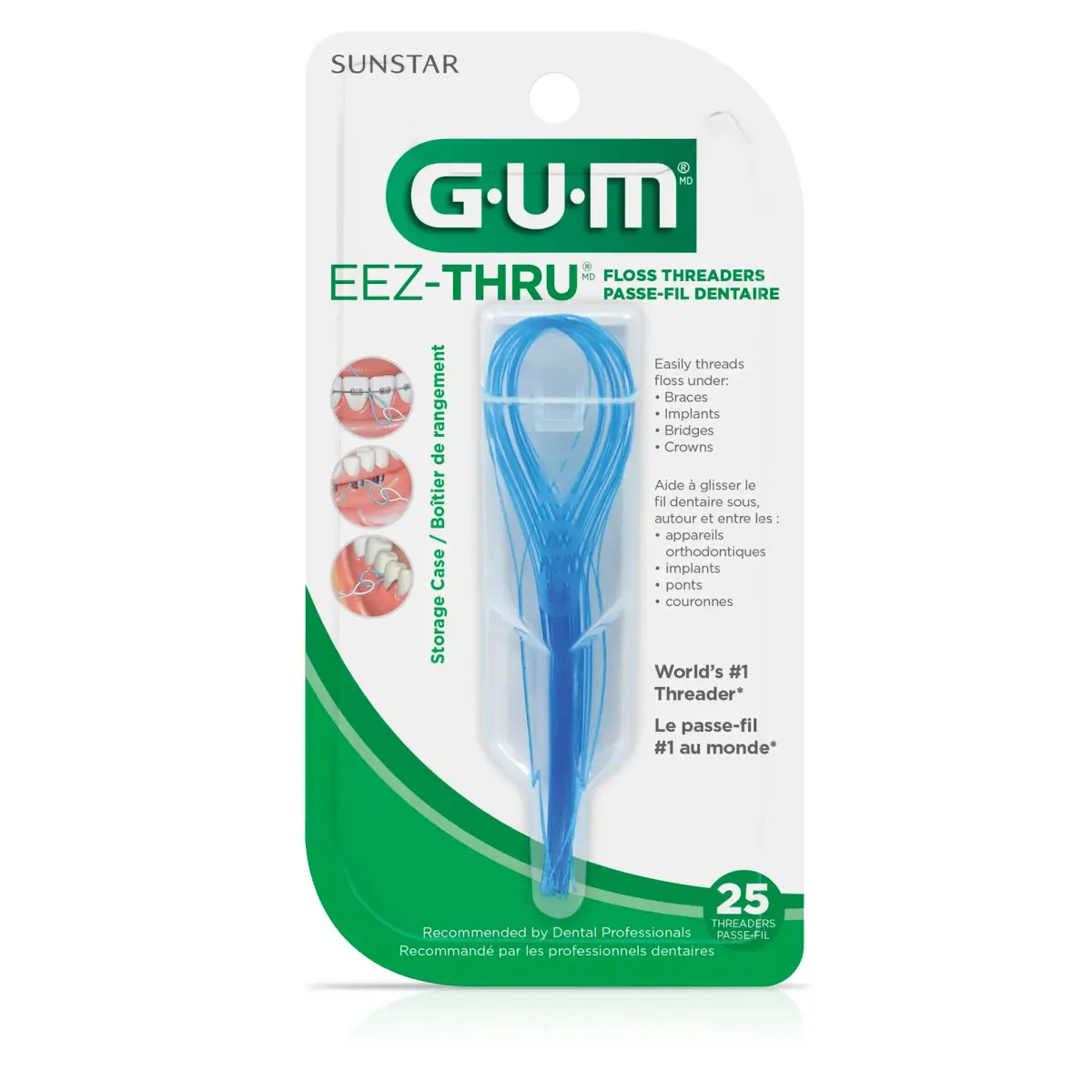GUM EEZ-Thru Floss Threaders for Braces, Bridges & Implants, Easy Dental Floss Threading, 150 Count (Pack of 6) | Dentist Recommended for Oral Health - view 4