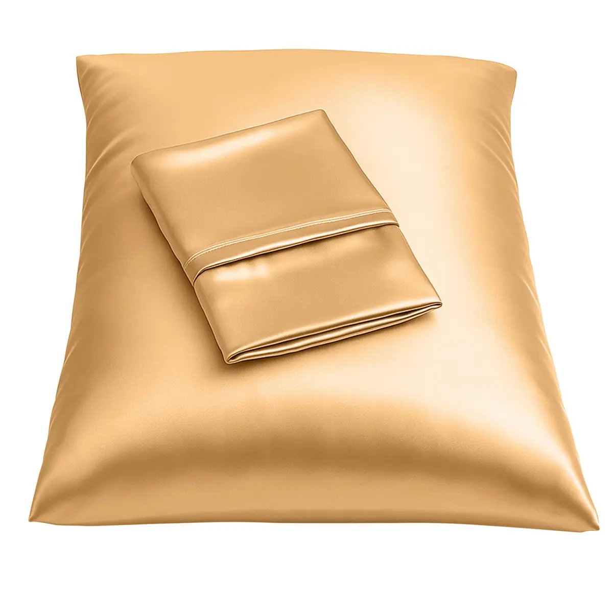 BLISSFORD Satin Pillowcase with Zipper, Like Silk Pillow Cases - Gold | Gentle on Hair & Skin, Zipper Closure, 2 Pack, Queen Size 20 x 30 in - main product image