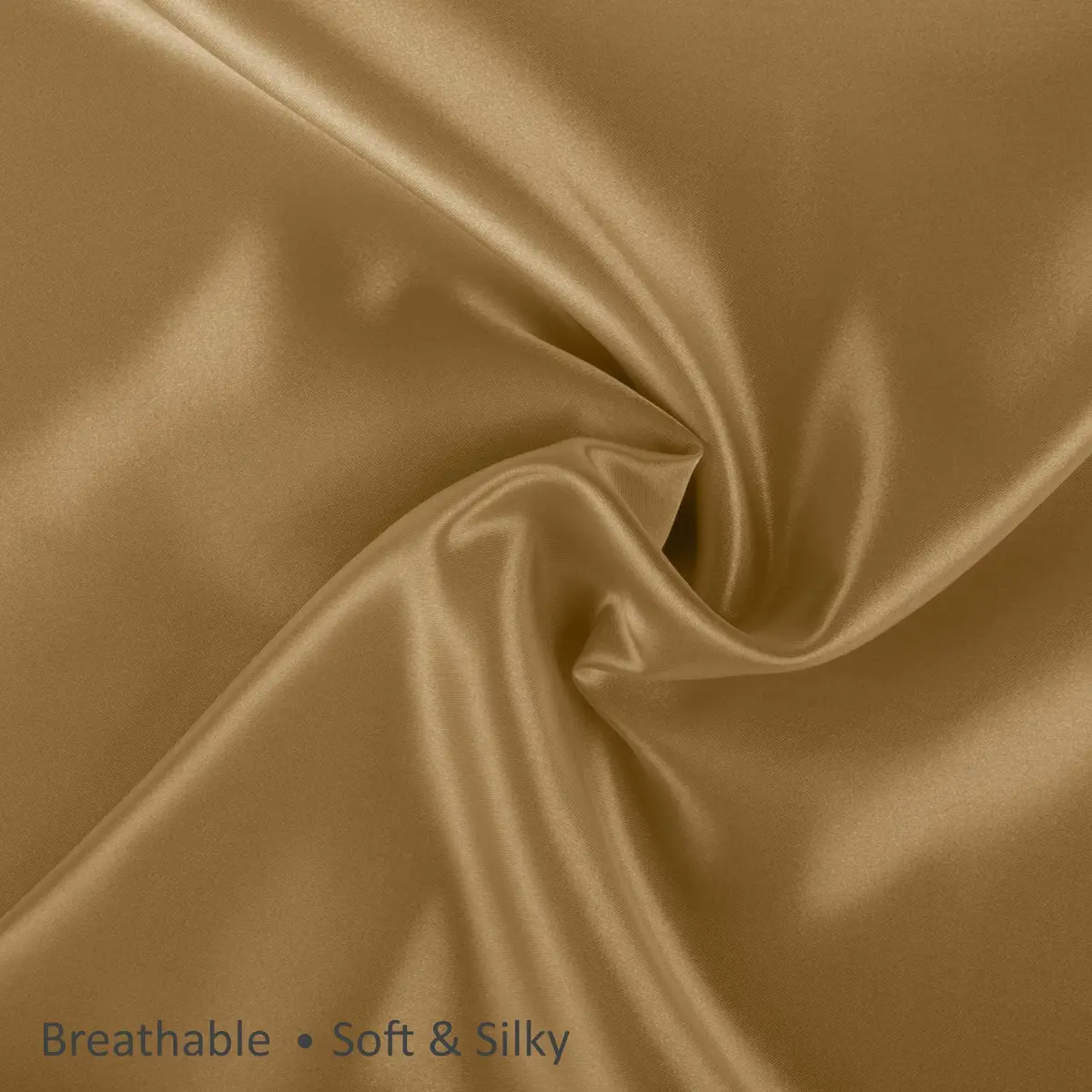 BLISSFORD Satin Pillowcase with Zipper, Like Silk Pillow Cases - Gold | Gentle on Hair & Skin, Zipper Closure, 2 Pack, Queen Size 20 x 30 in - view 8