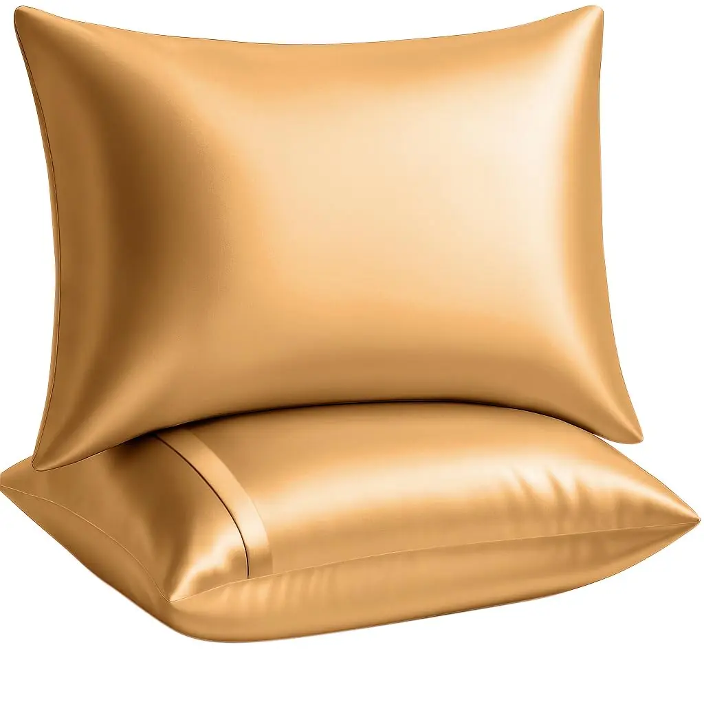 BLISSFORD Satin Pillowcase with Zipper, Like Silk Pillow Cases - Gold | Gentle on Hair & Skin, Zipper Closure, 2 Pack, Queen Size 20 x 30 in - view 9