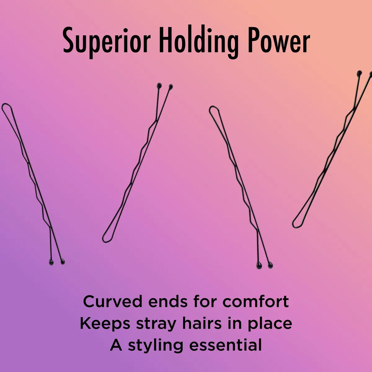 Goody Styling Essentials Bobby Pins, Black, 2 Inches, 60 Count | Secure Hold for All Hair Types - view 2