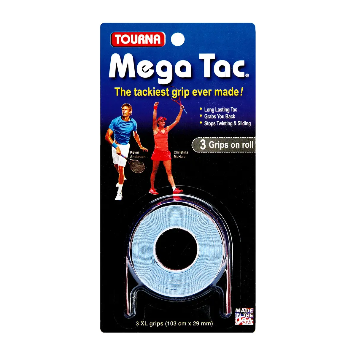Tourna Mega Tac Extra Tacky Overgrip 3 Pack | Superior Sweat Absorption & Durability - main product image