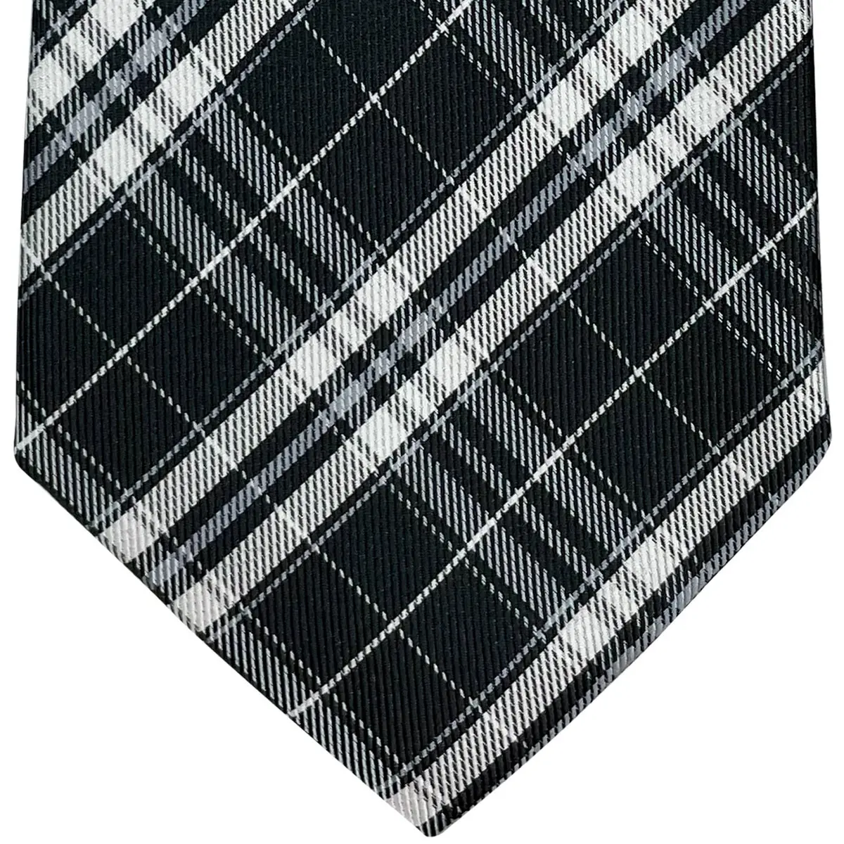Retreez Plaid Checkered Men's Tie Black and White | 8 cm (3.15 inches) Wide - view 4
