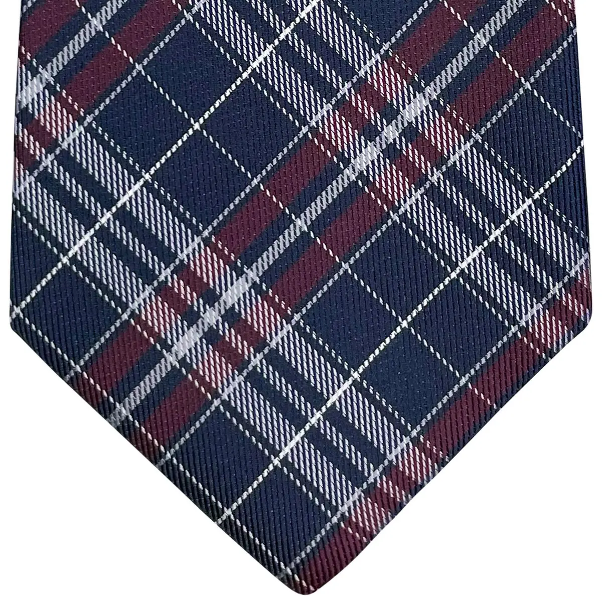 Retreez Plaid Checkered Men's Tie Navy Blue Burgundy 3.15 inches (8 cm) | Formal & Casual Microfiber Necktie - view 4