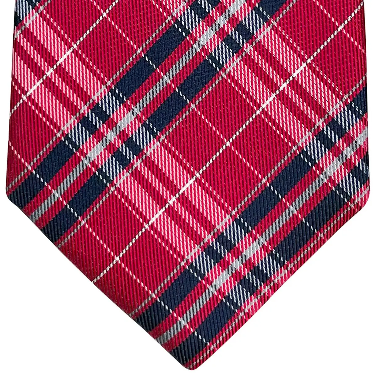 Retreez Plaid Checkered Men's Necktie - Red and Navy Blue, 8cm (3.15") Width, 148cm (58") Length - view 4