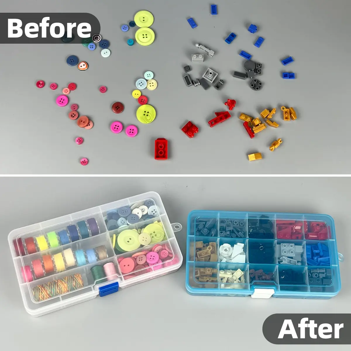 DUOFIRE Plastic Organizer Storage Box 15 Grids | Adjustable Compartments for Jewelry & Small Items - view 5