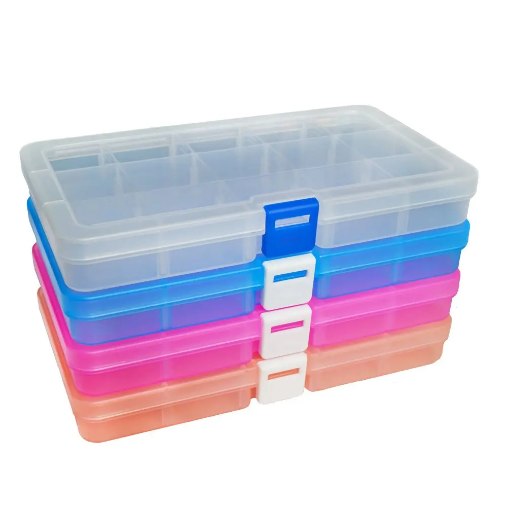 DUOFIRE Plastic Organizer Storage Box 15 Grids | Adjustable Compartments for Jewelry & Small Items - main product image