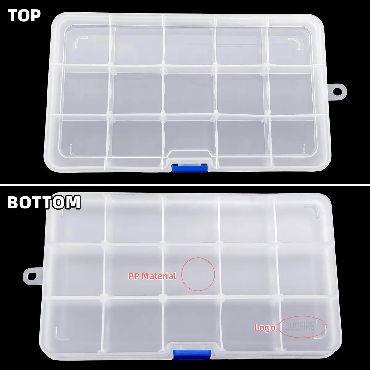 DUOFIRE Plastic Organizer Storage Box 15 Grids | Adjustable Compartments for Jewelry & Small Items - view 7