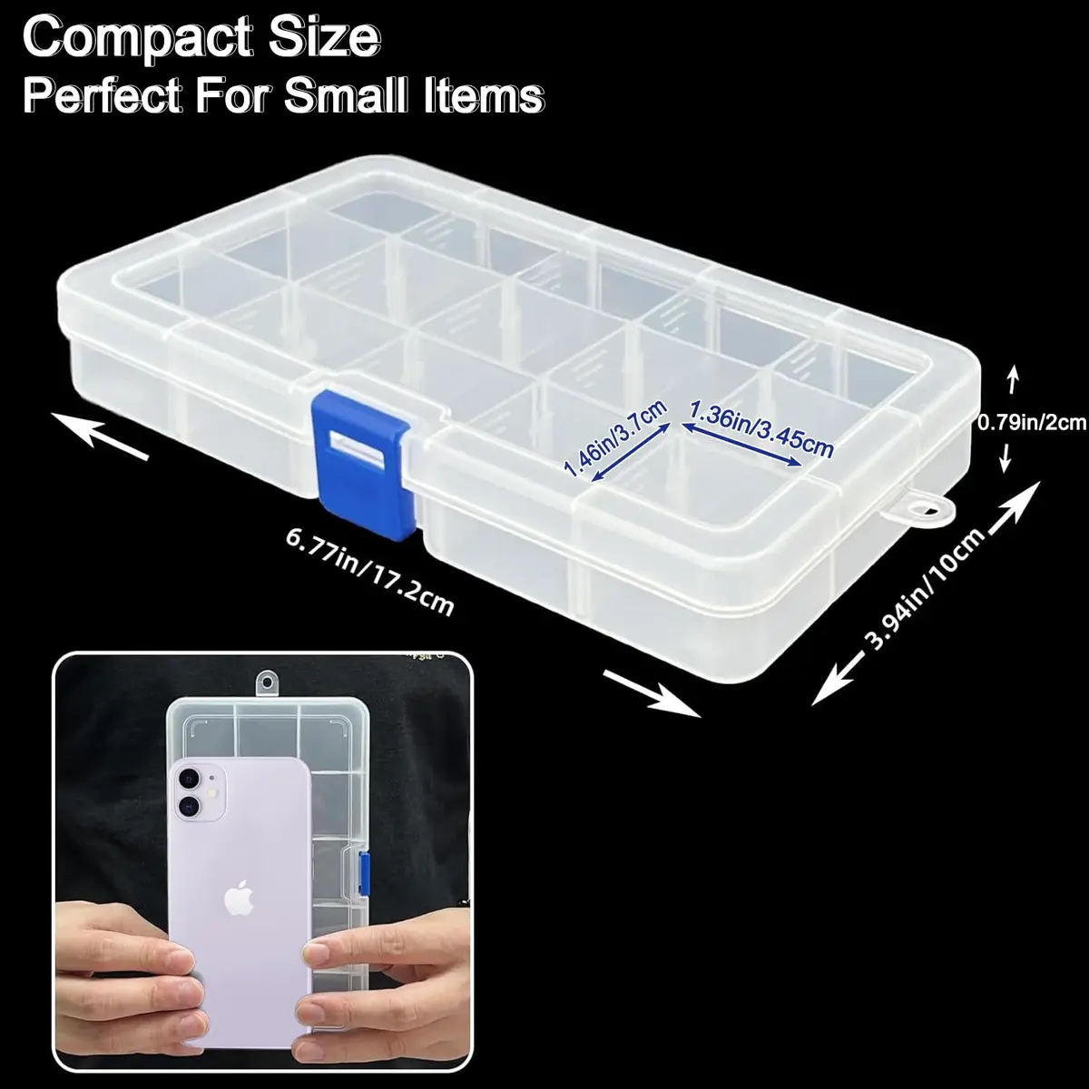 DUOFIRE Plastic Organizer Storage Box 15 Grids | Adjustable Compartments for Jewelry & Small Items - view 2