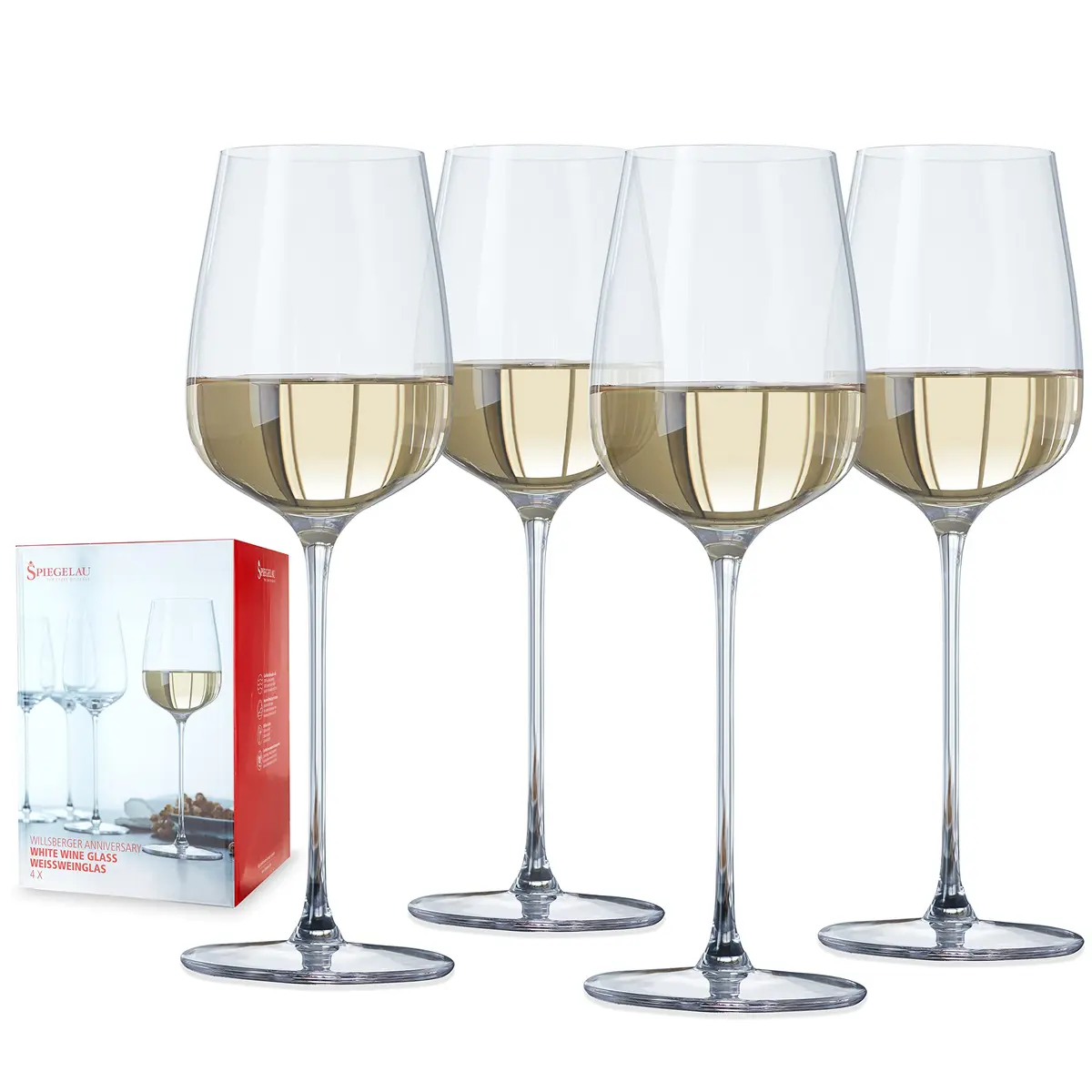 Spiegelau Willsberger White Wine Glasses Set of 4 | Elegant German Crystal for Chardonnay & Pinot Grigio (12.9 oz) - main product image