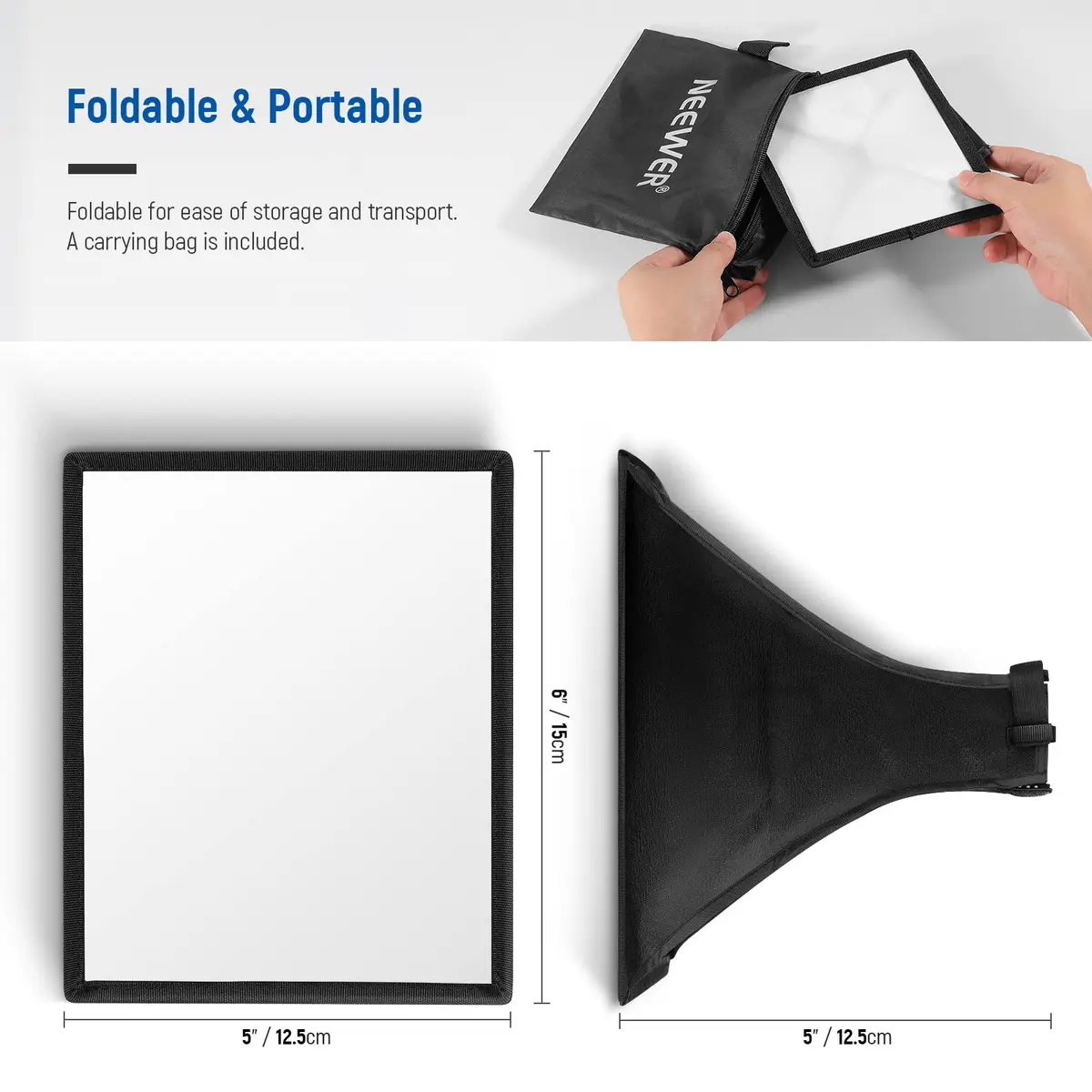 NEEWER Flash Diffuser Light Softbox 6" x 5" | Even Lighting & Soft Light for Photography - view 8