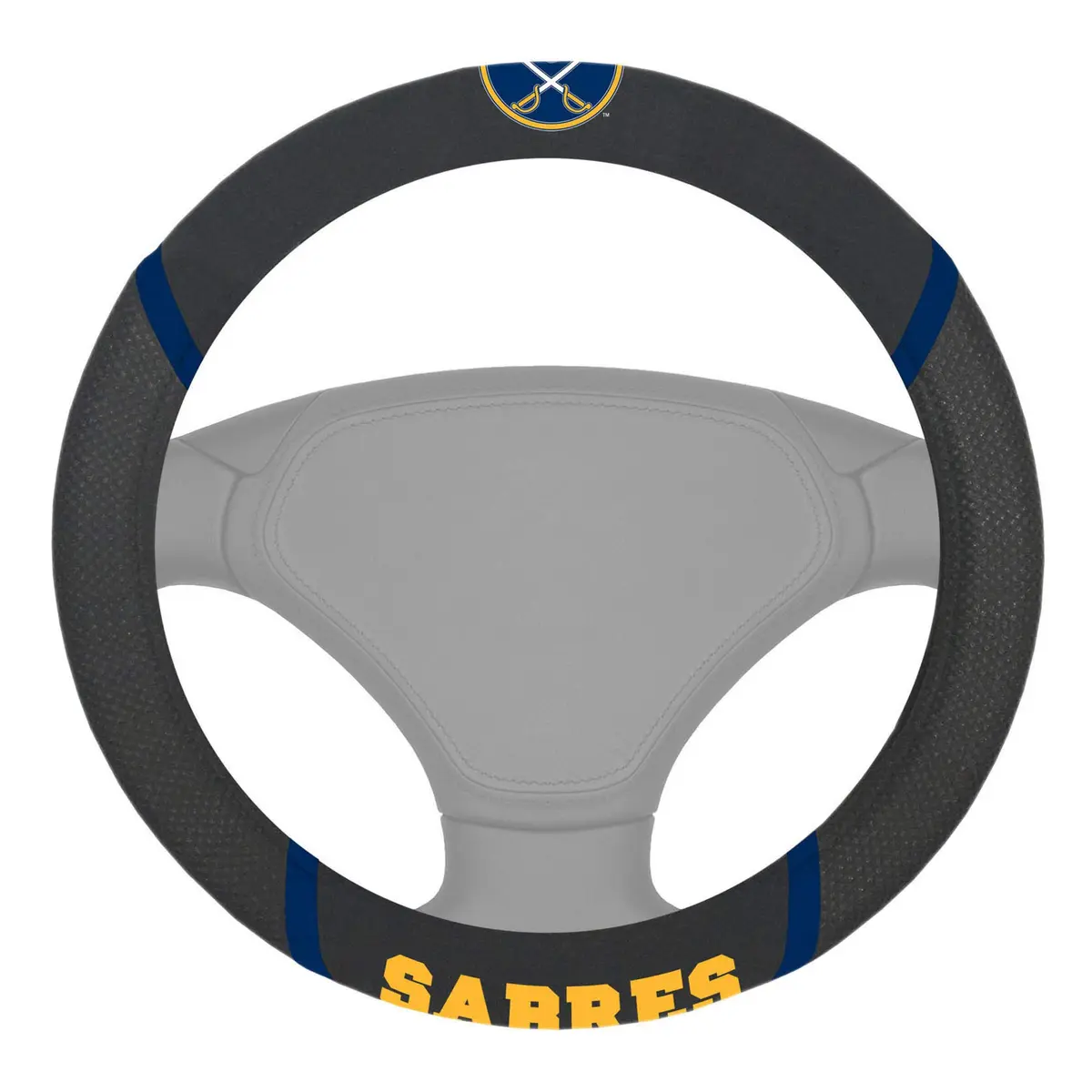 FANMATS NHL Buffalo Sabres Steering Wheel Cover | Faux Suede & Mesh, 15"x15" - main product image