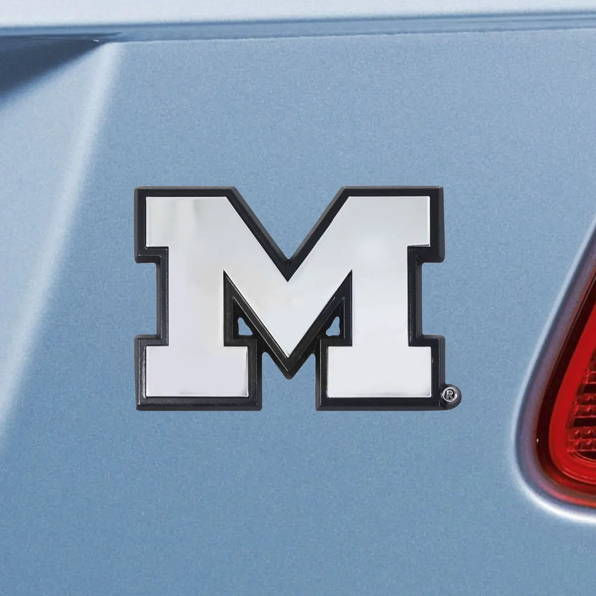 FANMATS NCAA Michigan Wolverines Chrome Metal Emblem | Durable 3"x3" Vehicle Badge with Team Logo - main product image