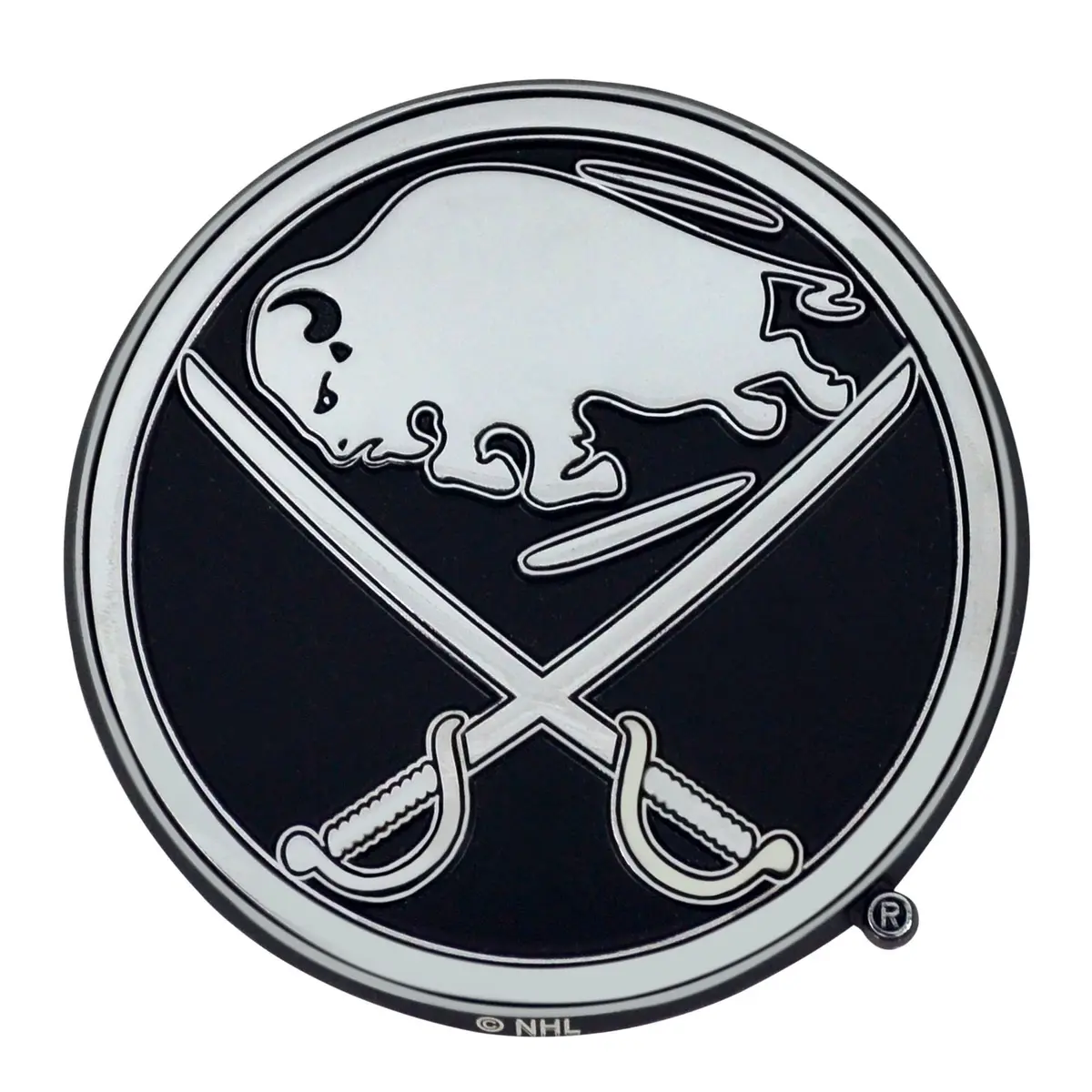 FANMATS NHL Buffalo Sabres Chrome Metal Emblem | 3"x3" Heavy Duty, 3D Logo, Easy Peel & Stick, Weather-Resistant Vehicle Badge - view 2