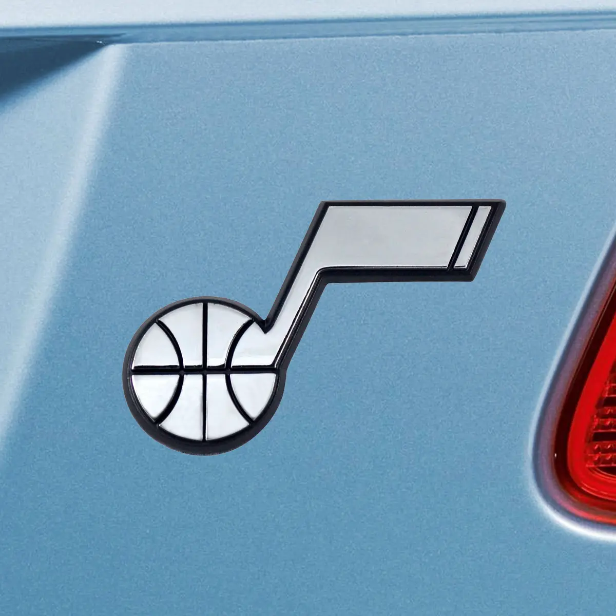FANMATS NBA Utah Jazz Chrome Metal Emblem | 3" x 3" Molded Logo, Easy Peel & Stick, Durable - main product image