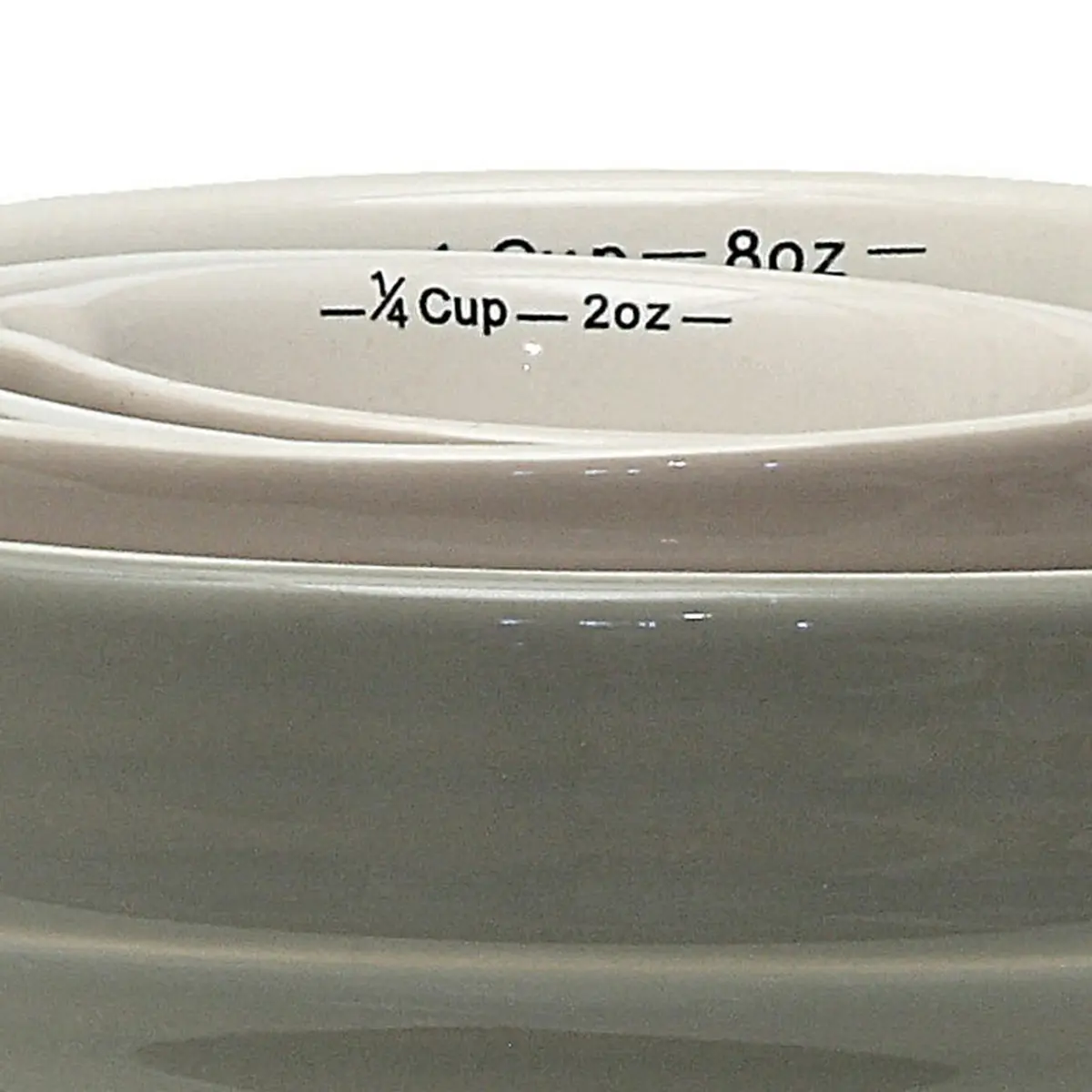 Creative Co-Op Batter Bowl Shaped Measuring Cups in Greys (Set of 4 Sizes) | Vintage-Style Stoneware with V-Spout, Stackable & Dishwasher Safe - view 3