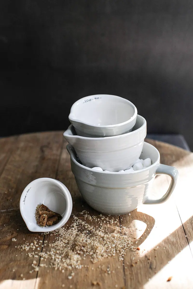 Creative Co-Op Batter Bowl Shaped Measuring Cups in Greys (Set of 4 Sizes) | Vintage-Style Stoneware with V-Spout, Stackable & Dishwasher Safe - view 4