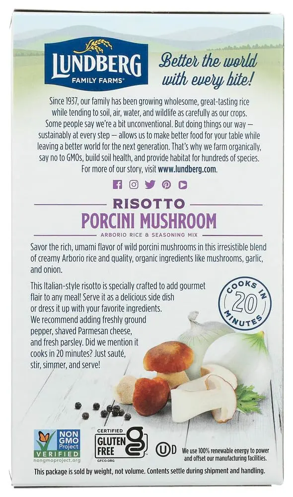 Lundberg Organic Porcini Wild Mushroom Risotto 5.90 Ounces | Gluten Free & Organic - view 3