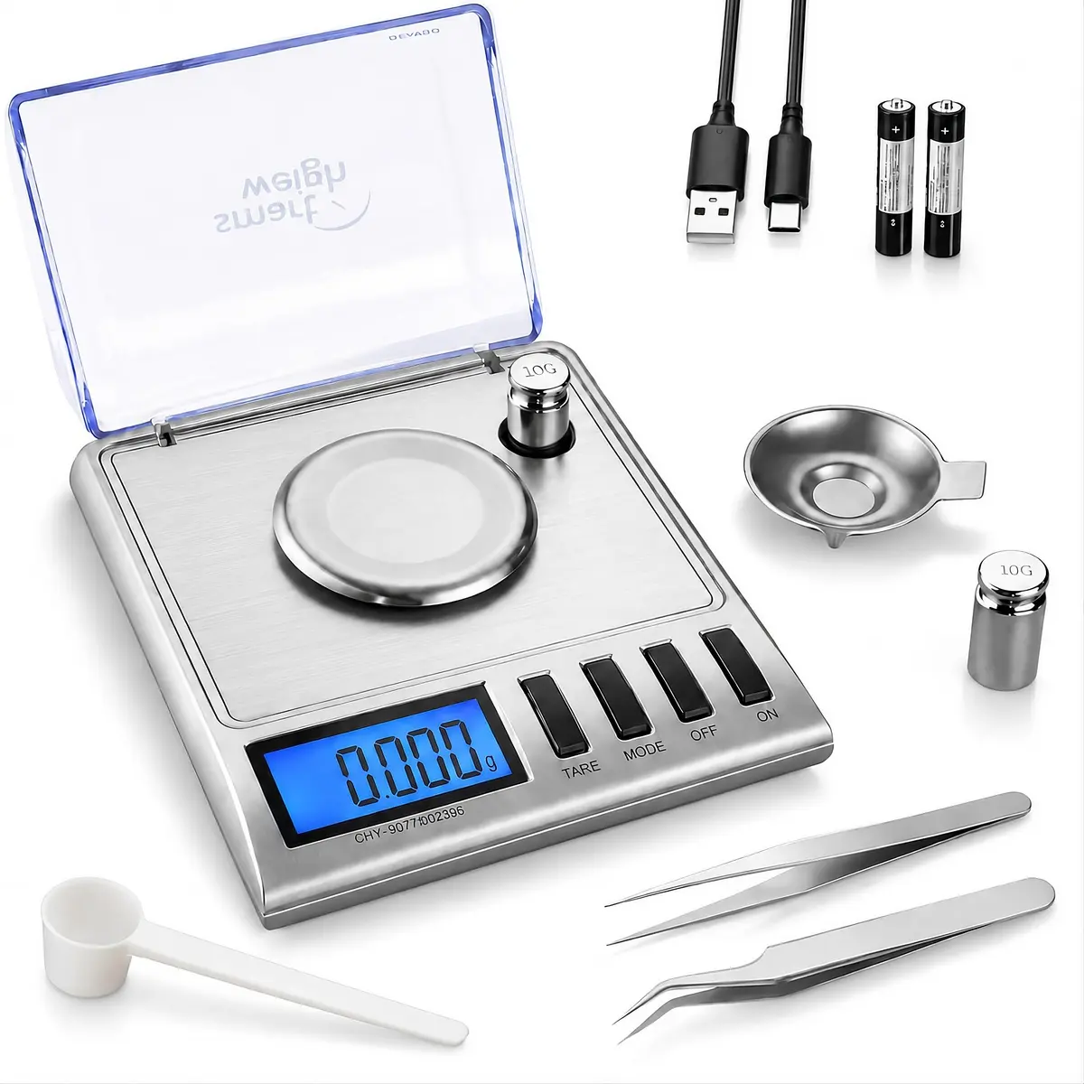 Smart Weigh GEM20 Milligram Jewelry Scale 20g x 0.001g | Precision Digital Scale with USB-C & AAA Power - main product image