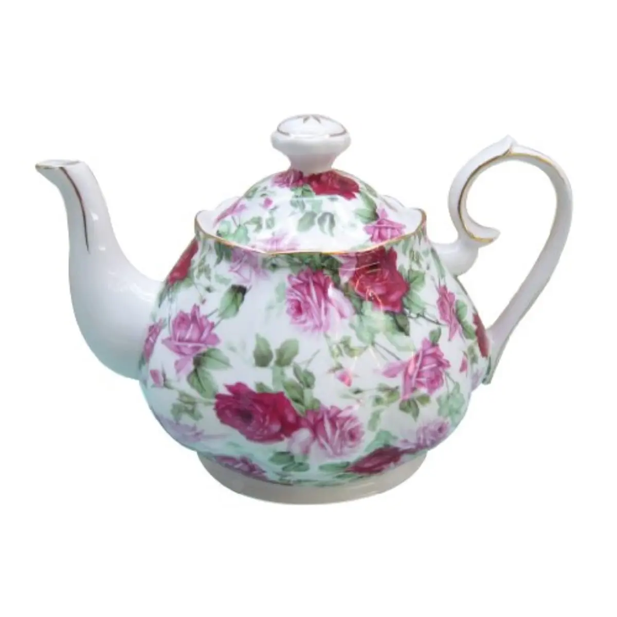 Gracie China Rose Chintz Porcelain 4.5-Cup Teapot Pink Summer Rose | Elegant Tea Service for India - main product image
