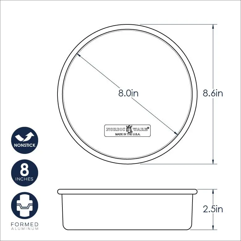 Nordic Ware Naturals Nonstick Round Cake Pan, 8-Inch | Durable Aluminum Bakeware for Perfect Cakes - view 6