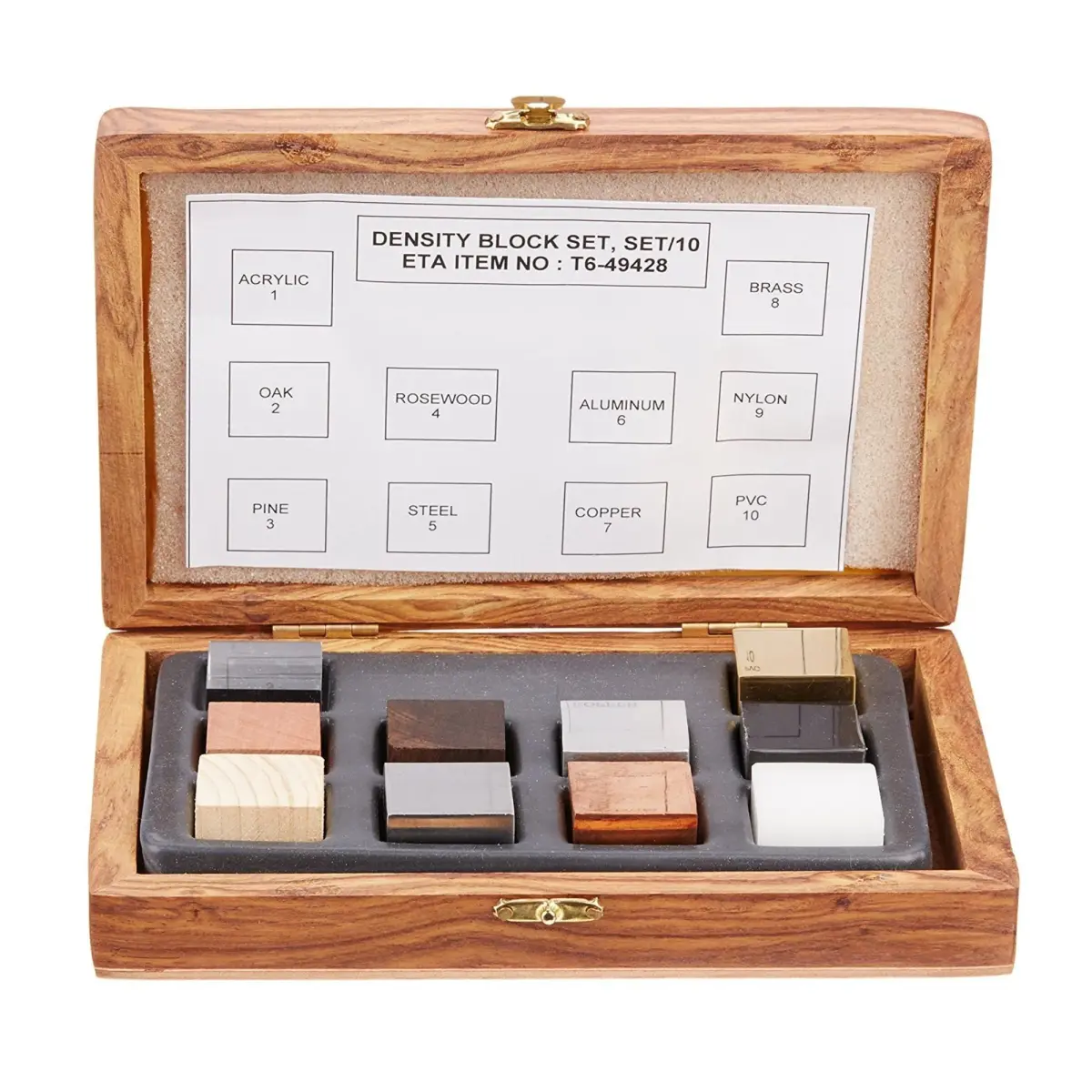 United Scientific Density Cube Set, 10 Materials Physics Blocks, 1 Inch | Educational Science Kit for Students - main product image