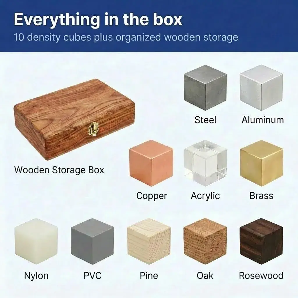 United Scientific Density Cube Set, 10 Materials Physics Blocks, 1 Inch | Educational Science Kit for Students - view 4